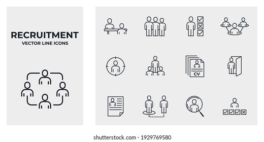 Set of Recruitment icon. Head Hunting pack symbol template for graphic and web design collection logo vector illustration