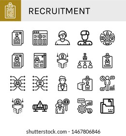 Set of recruitment icons such as Curriculum, Resume, Suspect, Businessman, Role, Human resources, Organization, Skill, Hr, Works, Headhunting, Skills , recruitment