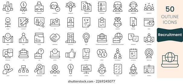 Set of recruitment icons. Thin linear style icons Pack. Vector Illustration