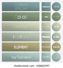 Set of rectangle and circle vector shapes. Abstract vector banners. Design elements. Polygonal texture