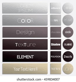 Set of rectangle and circle vector shapes. Abstract vector banners. Design elements. Polygonal texture