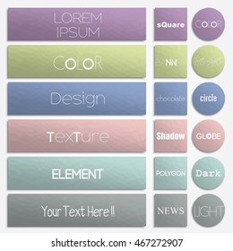 Set of rectangle and circle vector shapes. Abstract vector banners. Design elements. Polygonal texture