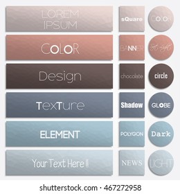 Set of rectangle and circle vector shapes. Abstract vector banners. Design elements. Polygonal texture