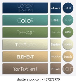 Set of rectangle and circle vector shapes. Abstract vector banners. Design elements. Polygonal texture