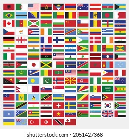 Set Rectangle Country Flags In The World