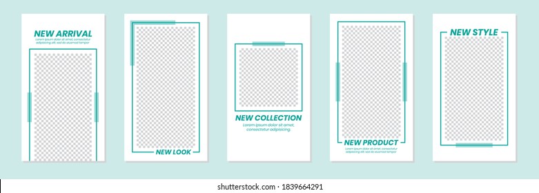 Set of rectangle editable minimal layout social media stories template pastel green color for personal or business. Use this layout for web, banner, poster or etc. For shop, discount, sale, promotion