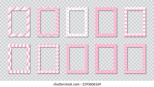 Set of rectangle flat photo frame with ornaments