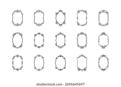 Set of rectangle floral frame vector illustration. With flower borders, botanical ornaments, decorative frame. Great for decoration and creative design.