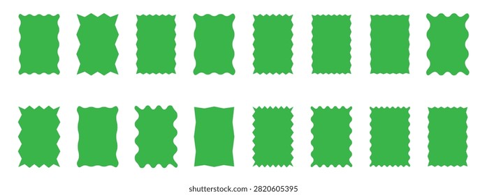 Set of Rectangle frames with zigzag edge, wavy edge shapes, zigzag frame, zigzag edge stickers, frames, shapes, zig zag edge illustration.