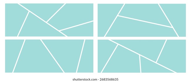 Set of rectangle horizontal photo gallery mosaic collage vector illustration