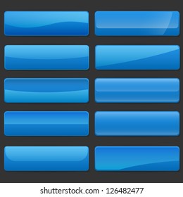 Set of rectangle horizontal shiny banner buttons with different gloss reflections over, eps10 vector, color is easy to edit