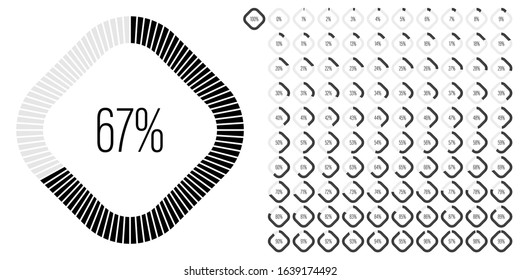 Set of rectangle percentage diagrams meters from 0 to 100 ready-to-use for web design, user interface UI or infographic - indicator with black