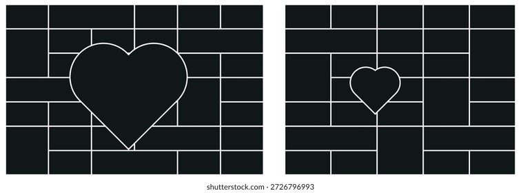 Set of rectangle photo  collage template frames.  Modern mockup design gallery. Vector photo frame mockup on white background. 