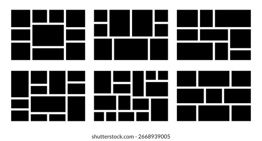 Conjunto de retângulo foto galeria mosaico colagem vetor ilustração