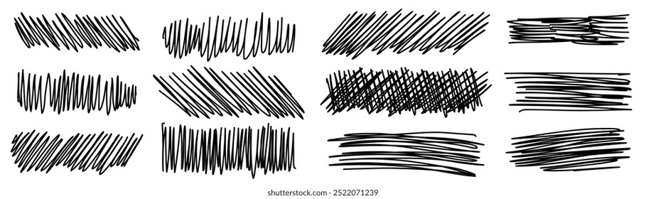 Set of rectangle scribble smears drawn with pen. Gunge textures isolated on white background. Hand drawn speech bubble collection. Set of abstract pen scribbles. Scribble line set. Hand Drawn lines