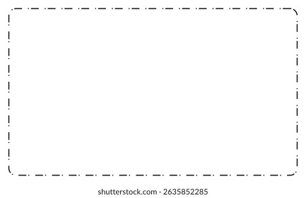 Set of rectangle shapes with dashed lines. Dotted geometric figures isolated on white background. Cut here pictograms for paper coupons or sale tags. Vector outline illustration