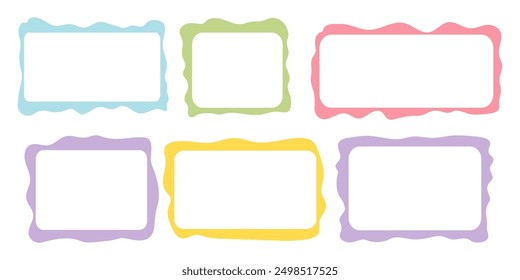 Set rectangle and square paper quote frames, quote text box, empty form with wavy edge. Dilog or title border. Hand drawn speech bubble.