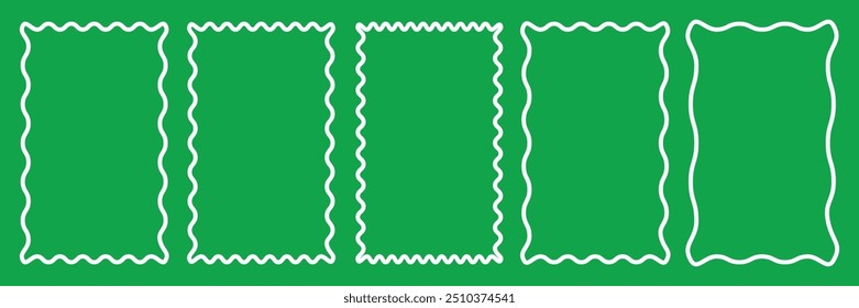 Conjunto de coleção de quadros ondulados de retângulo. Formas retangulares com símbolo de bordas onduladas. Ilustração de vetor.