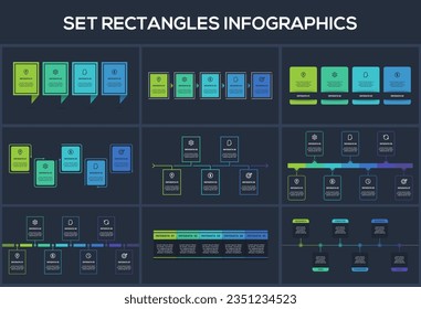 Set Rectangles infographic with 4, 5, 6, 7 steps, options, parts or processes. Template for web on a background.