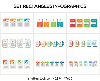Establezca infografías de rectángulos con 4, 5, 6 pasos, opciones, piezas o procesos. Visualización de datos empresariales.