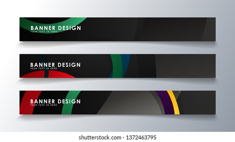 Set rectangular banner with a circle background colorful
