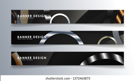 Set rectangular banner with a circle background. neutral color gradient