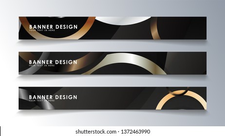Set rectangular banner with a circle background. neutral color gradient