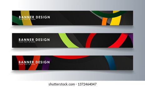 Set rectangular banner with a circle background colorful