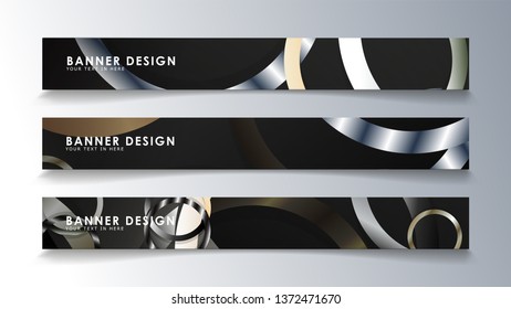 Set rectangular banner with a circle background. neutral color gradient