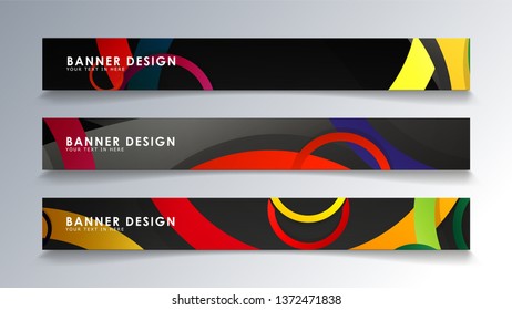 Set rectangular banner with a circle background colorful
