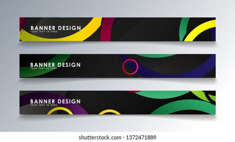 Set rectangular banner with a circle background colorful