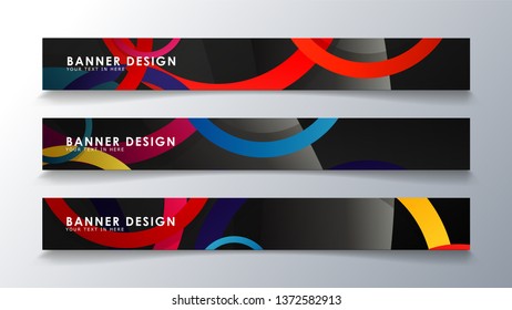 Set rectangular banner with a circle background colorful