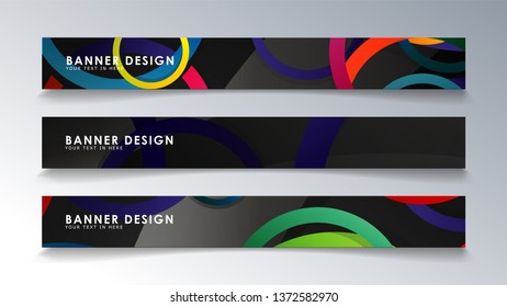 Set rectangular banner with a circle background colorful