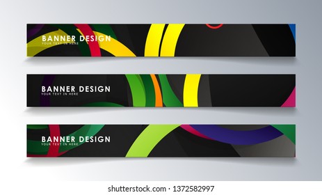 Set rectangular banner with a circle background colorful