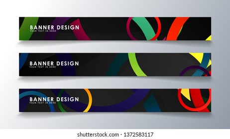 Set rectangular banner with a circle background colorful