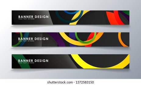 Set rectangular banner with a circle background colorful