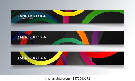 Set rectangular banner with a circle background colorful