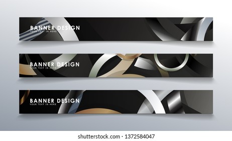 Set rectangular banner with a circle background. neutral color gradient
