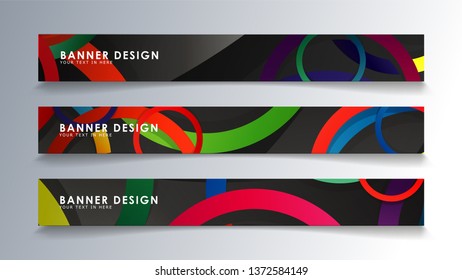 Set rectangular banner with a circle background colorful