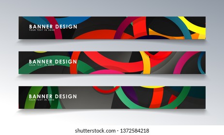 Set rectangular banner with a circle background colorful