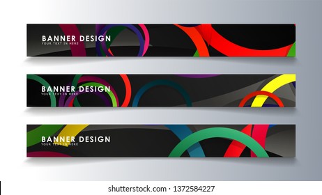 Set rectangular banner with a circle background colorful