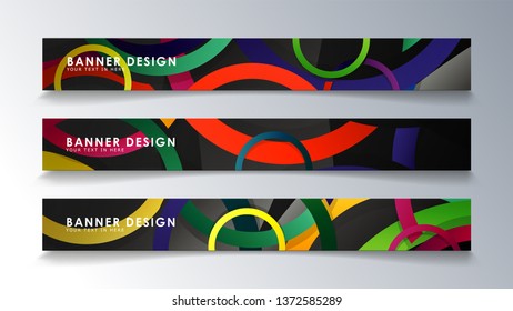 Set rectangular banner with a circle background colorful