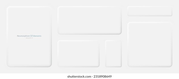 A set of rectangular banners with rounded edges on a white background. User interface elements in the style of neumorphism. Vector illustration.