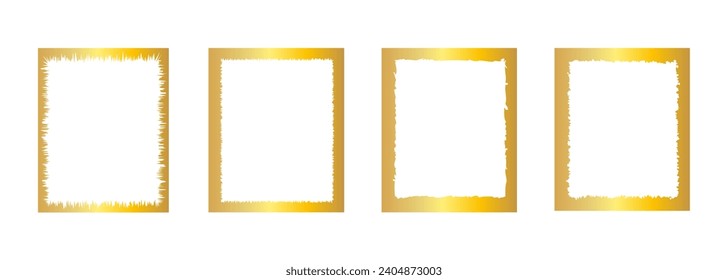 Set of Rectangular Black Boxes. Vector Black frames isolated on transparent background. Set of inked blank frames.