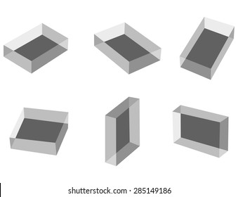 A set of rectangular boxes on a white background