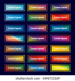 Set of rectangular buttons with a frame for the site or game in bright colors
