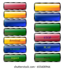 set of rectangular buttons with functions vector illustration.