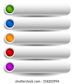 Set of rectangular buttons with rounded corners. Colorful banner, button backgrounds with empty space.