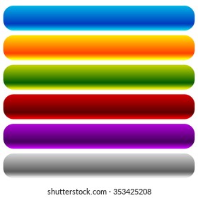 Set of rectangular buttons with rounded corners. Colorful banner, button backgrounds with empty space. Horizontal bars.