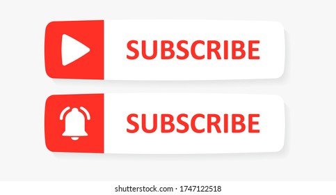 Set of rectangular buttons subscribe to channel isolated on light background. Vector illustration